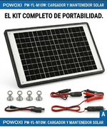 Cargador y mantenedor de baterías solares Powoxi 12V y 10W