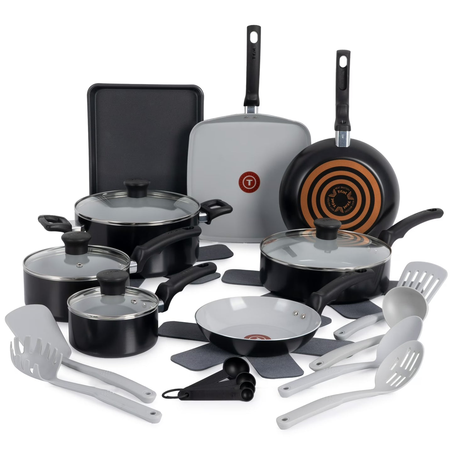 T-fal Kitchen Solutions Cerámica, Utensilios de Cocina de 22 Piezas,