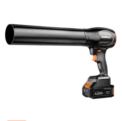 Soplador de hojas inalámbrico KOMAX, tubo soplador y 2 baterías.