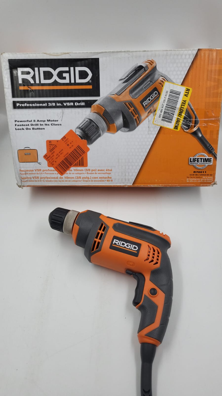 Taladro VSR de servicio pesado de 3/8" Ridgid R70011 USADO
