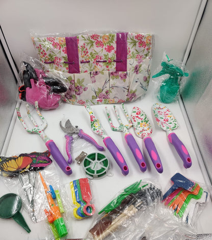 Kit Jardinería Floral Con Guantes Y Organizador, Juego de 83 PZA