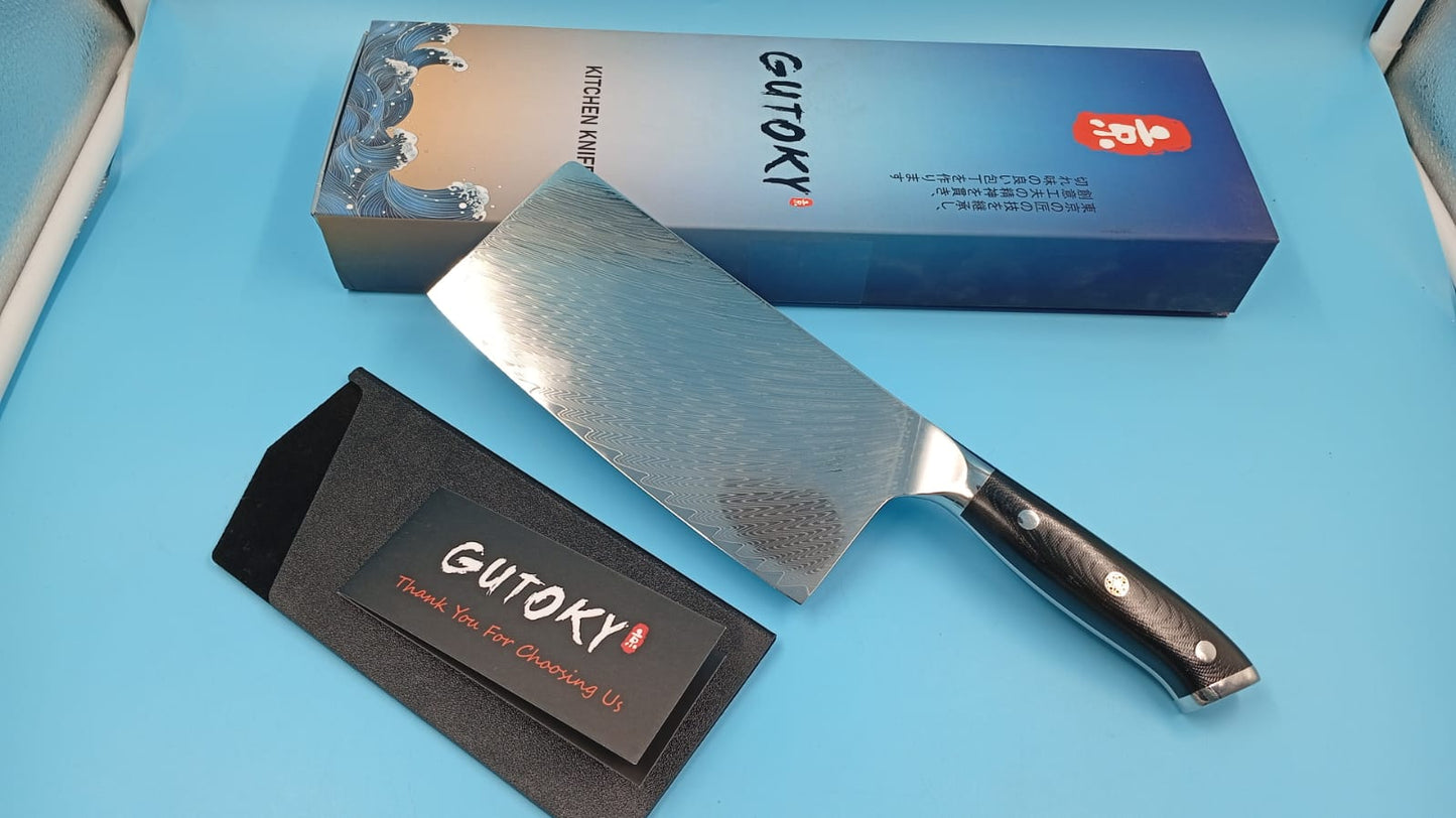 Cuchillo de carnicero japonés afilado, de 7", mango G10, profesional.