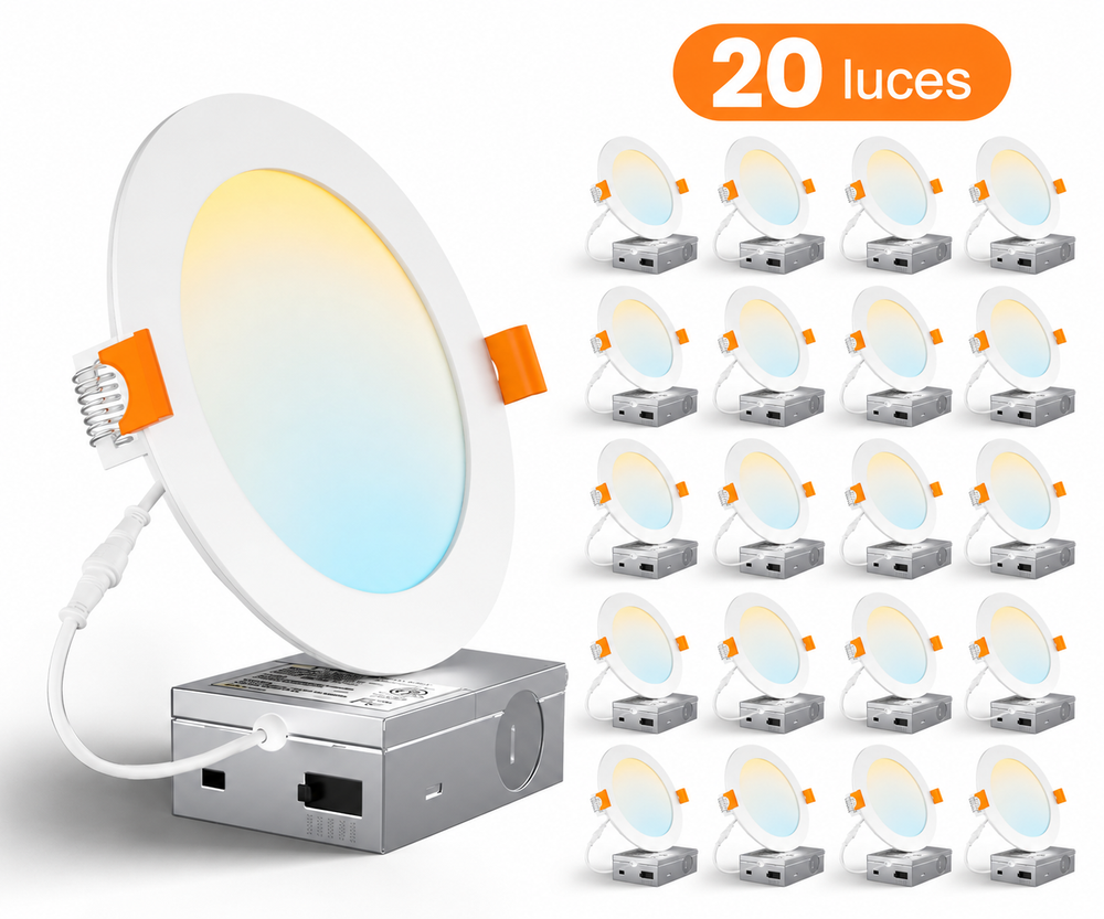 CHARKEE 20 Luces LED Empotrables 6 Pulgadas 5 Tonos