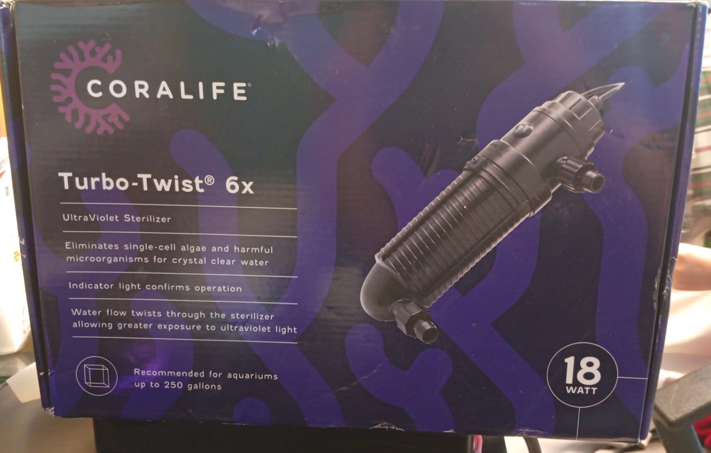 Esterilizador UV Coralife, Turbo Twist 6X de 18W, Acuarios +250Gal.