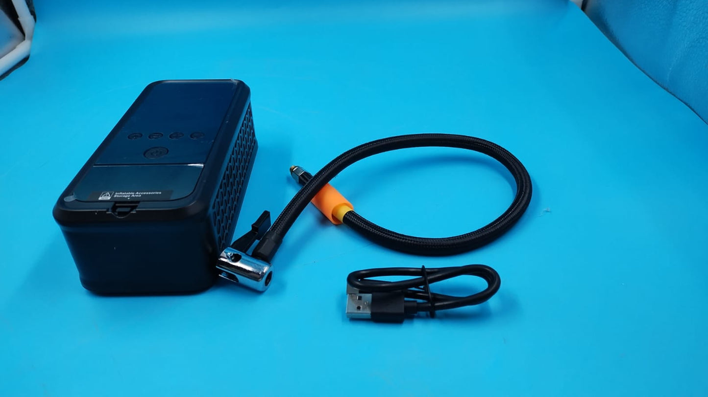 Inflador de neumáticos, portátil, con luz LED de emergencia (USADO).