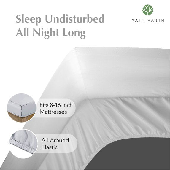 Juego de sábanas Salt Earth Queen de 4 piezas, 100 % algodón.