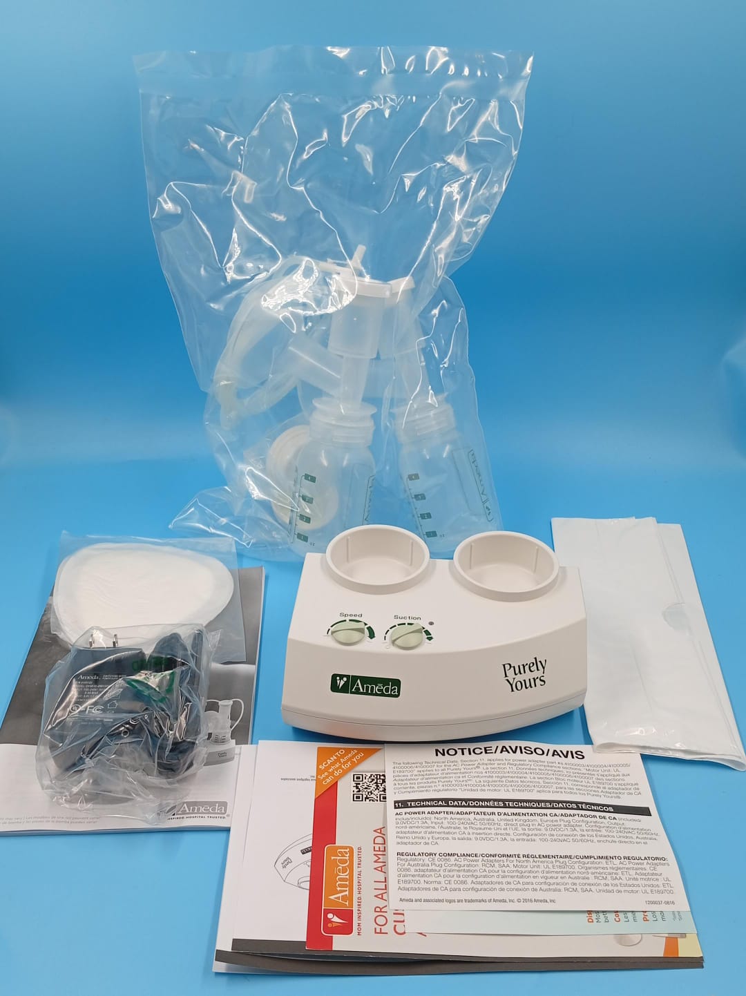 Extractor de leche, eléctrico doble, Ameda Purely Yours Express.