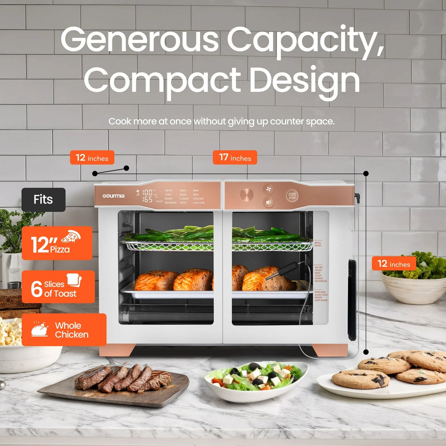 Gourmia Horno Tostador Freidora de Aire Digital de 6 Rebanadas.