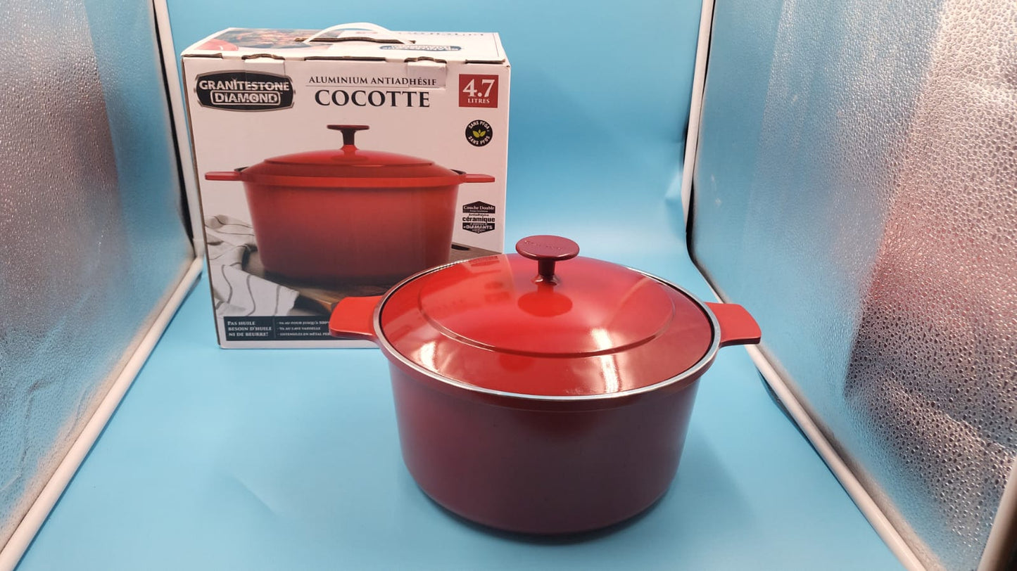 Olla de horno holandesa ligera de 4.7 cuartos con tapa, Granitestone