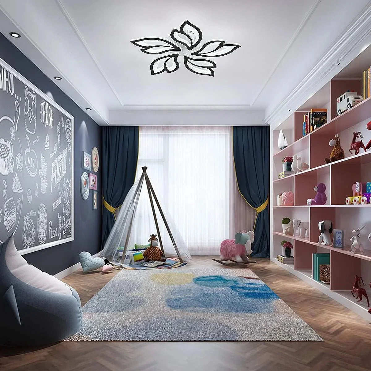 Lámpara de techo LED Garwarm, 60 W, regulable, color negro.