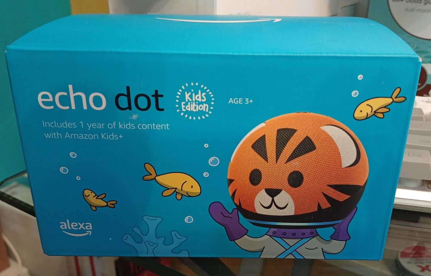 Amazon Echo Dot 4th Gen con Alexa para niños, TIGRE.
