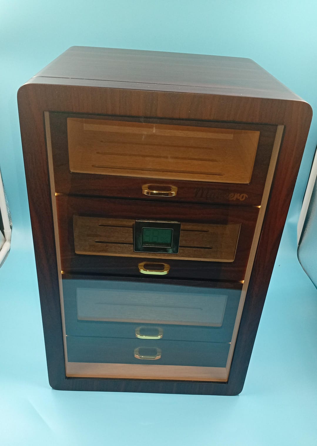 Gabinete humidor de puros, encimera, higrómetro digital, (USADO).