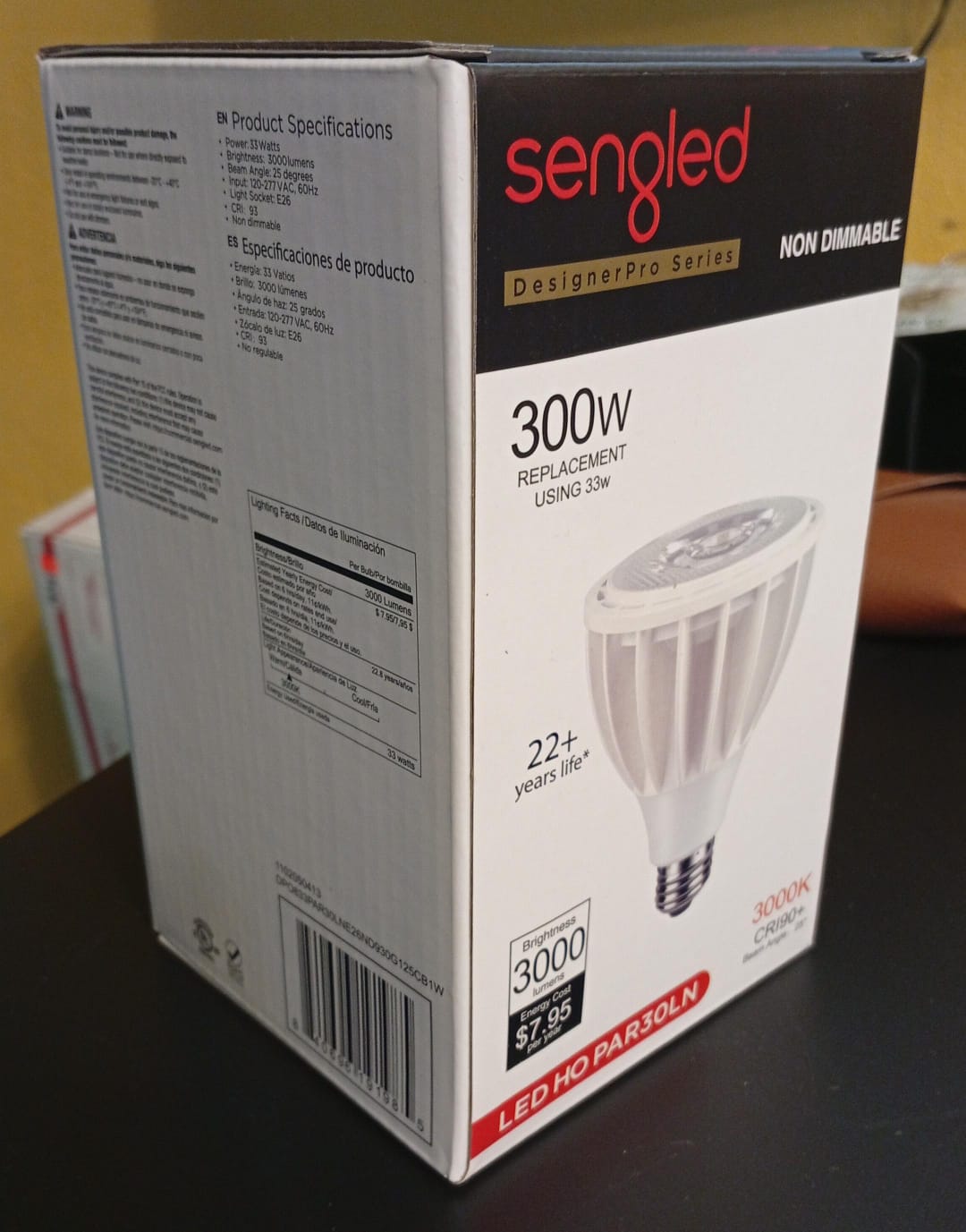 Luz LED Sengled regulables de 300 W, 3000lm, angulo 25grd