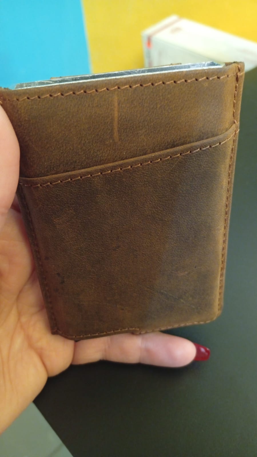 Cartera de aluminio con bloqueo RFID, Con Clip para Dinero.(USADO)