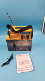 Radio portátil para Exteriores con luz de Flash y lámpara de Lectura.