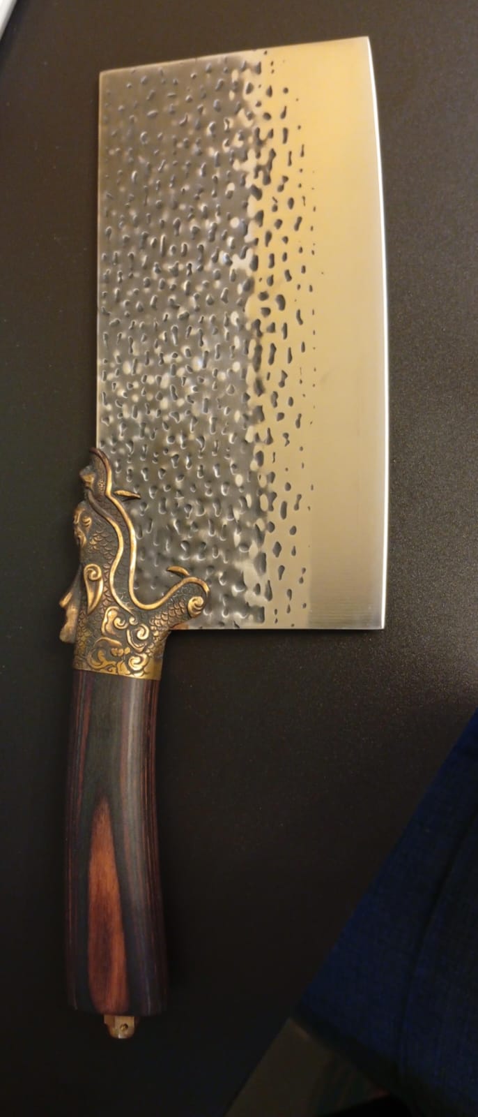 Cuchillo de carnicero, de acero Longquan, mango de madera.