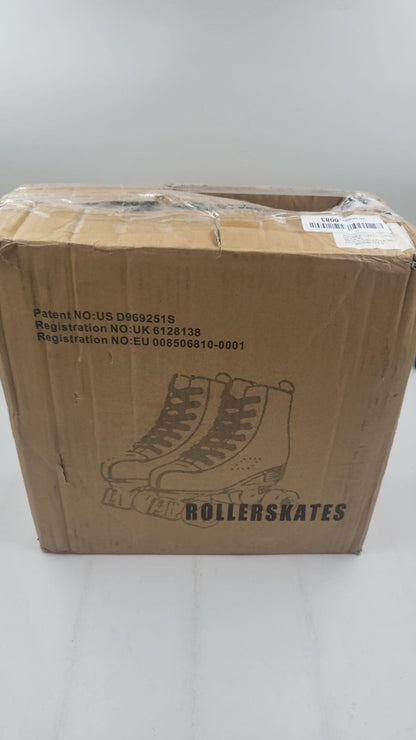 Patines de ruedas para mujer, de piel artificial, ajustables, doble fila, 4 ruedas