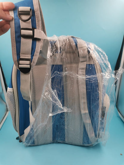 Mochila Transportadora Para Mascotas Cápsula Azul y gris usado