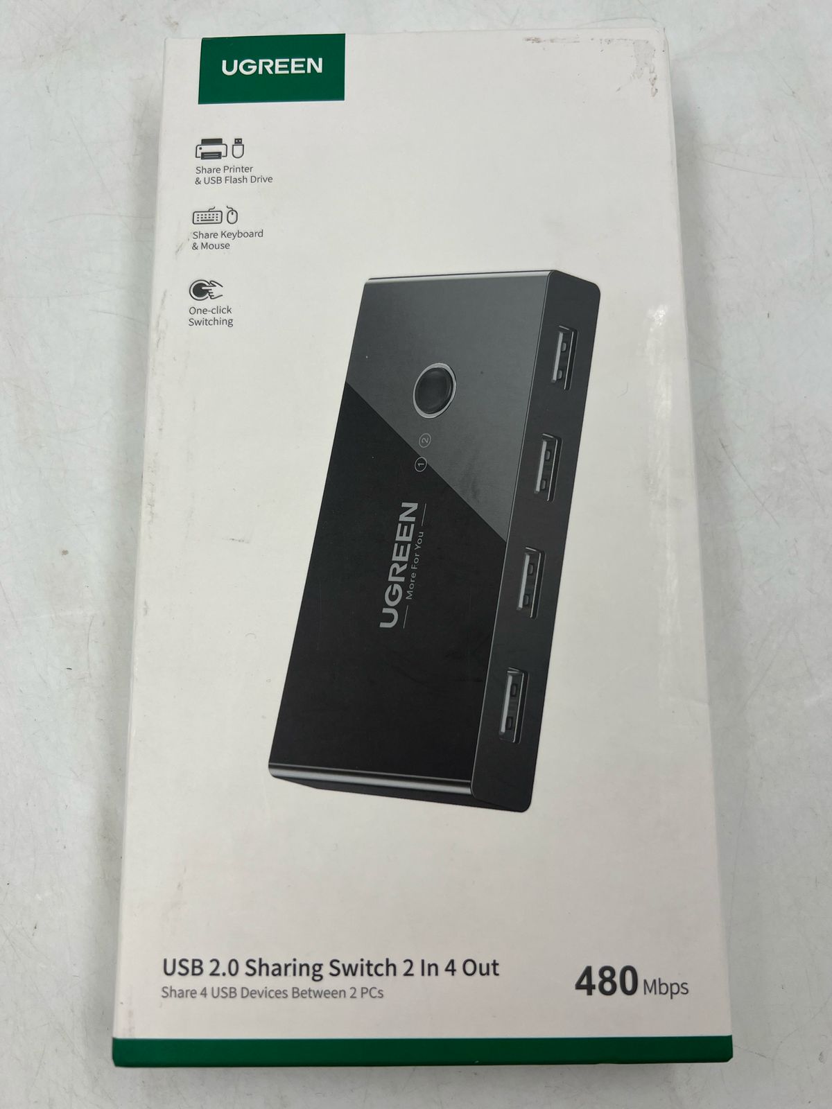 UGREEN Switch USB 2.0 Selector 2 Entradas y 4 Salidas