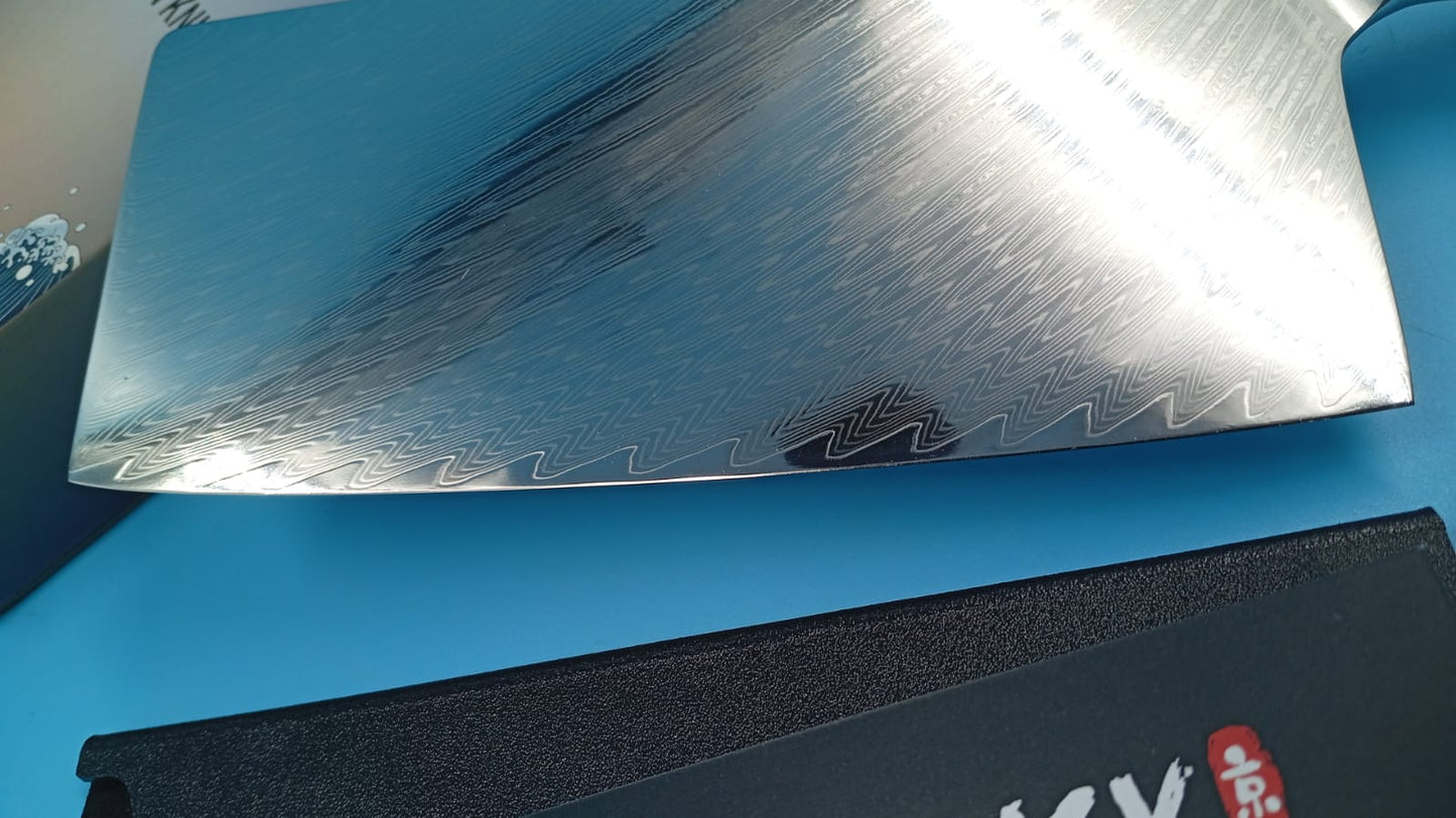 Cuchillo de carnicero japonés afilado, de 7", mango G10, profesional.