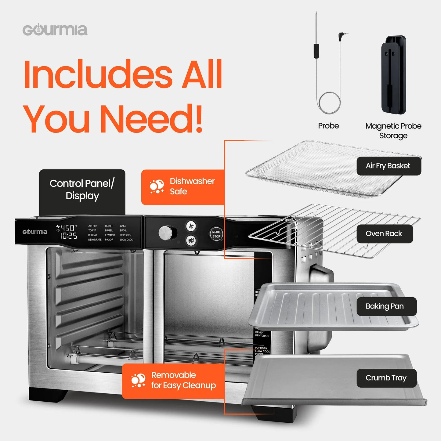 Freidora de Aire Digital de 6 Rebanadas Gourmia Horno 24L