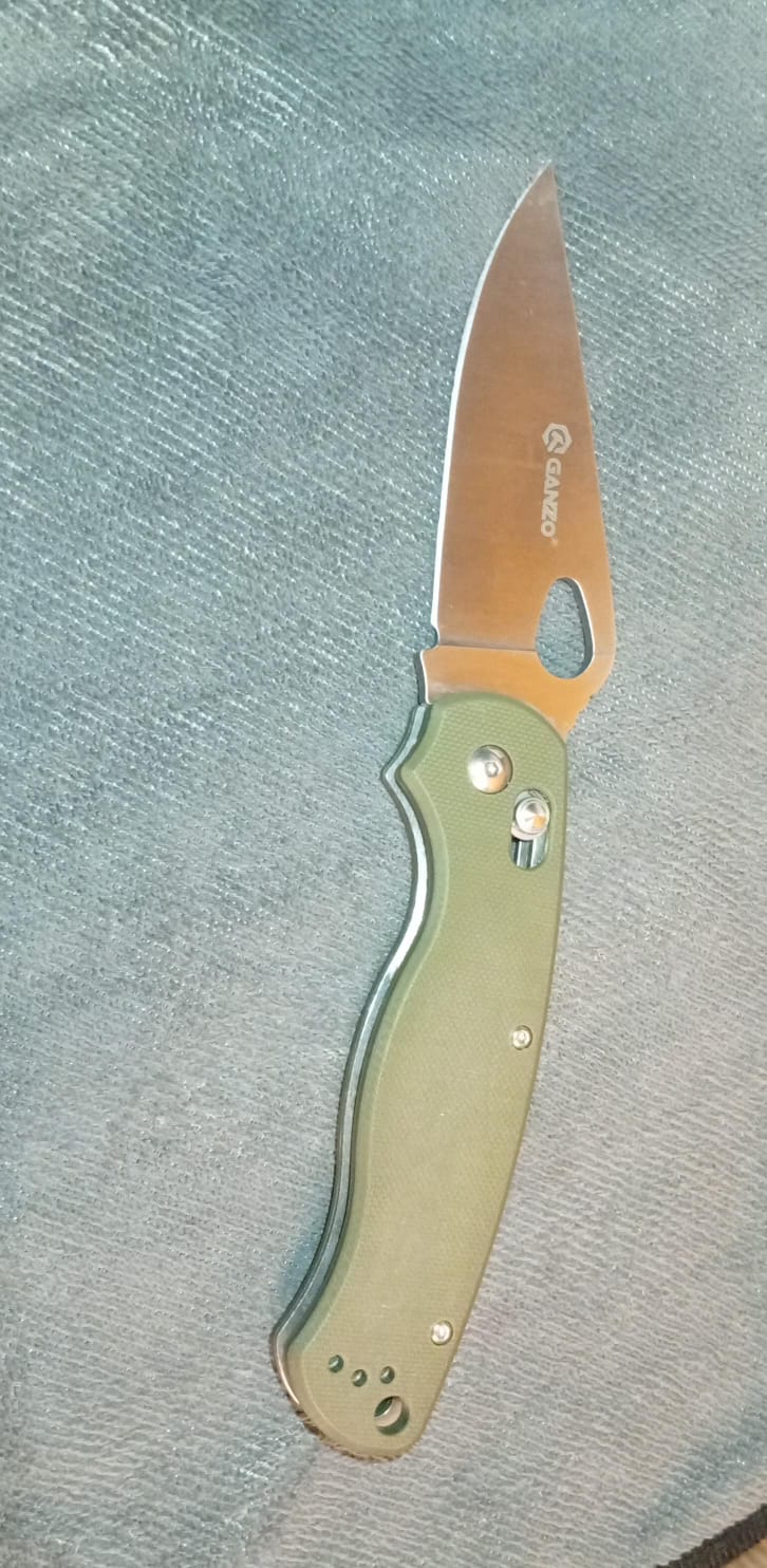 Cuchillo de bolsillo plegable, GANZO, Stainless Steel.(USADO).