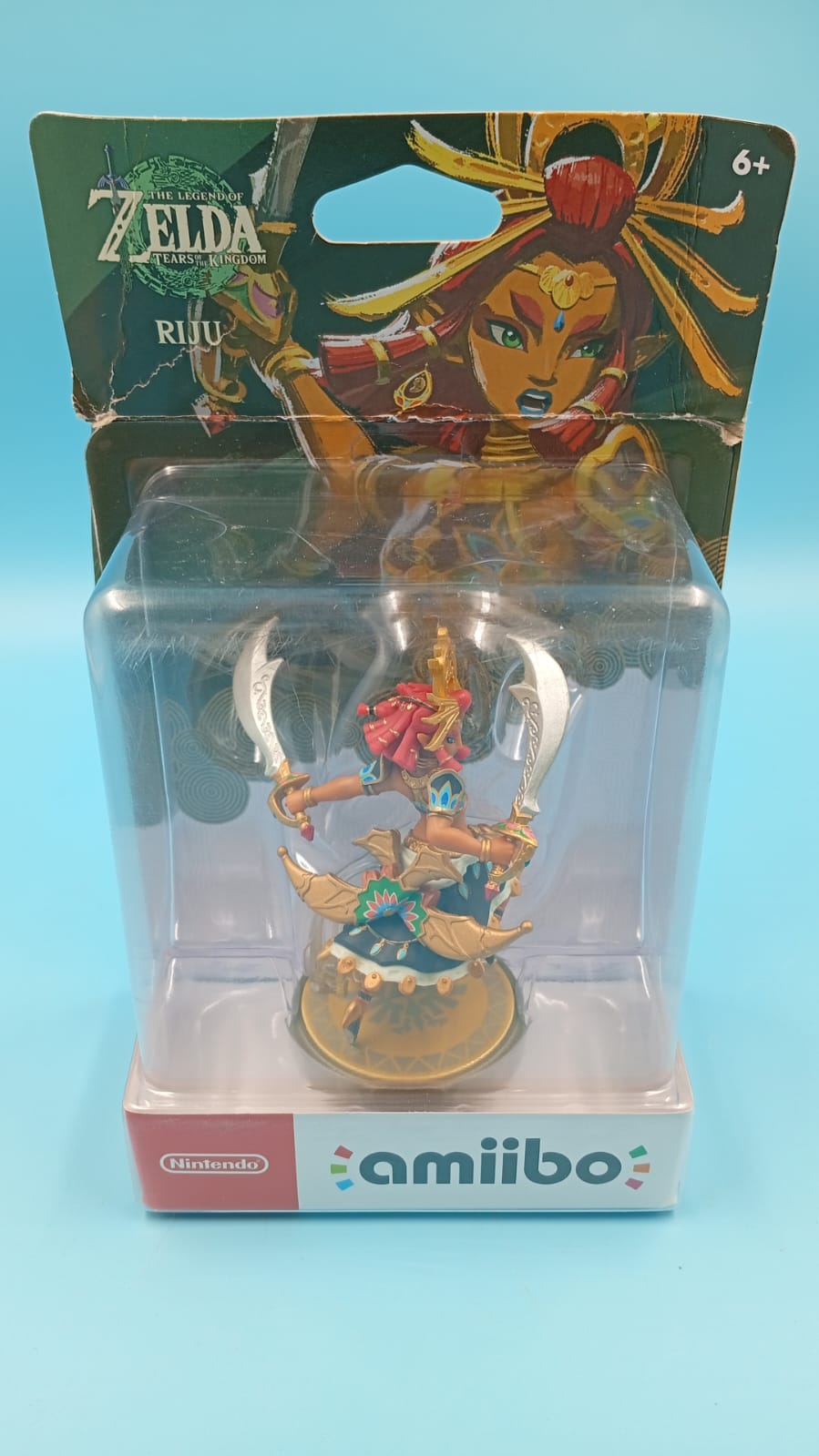 Figura de Riju de la serie la leyenda de Zelda, (DETALLE EMPAQUE)