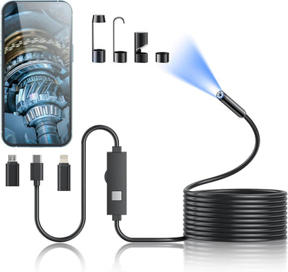 Cámara Endoscopio HD 1920P 8 LED iOS Android Semirrígida