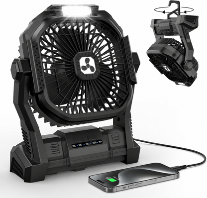 Ventilador Recargable Inalámbrico USB Con Luz LED Detalle