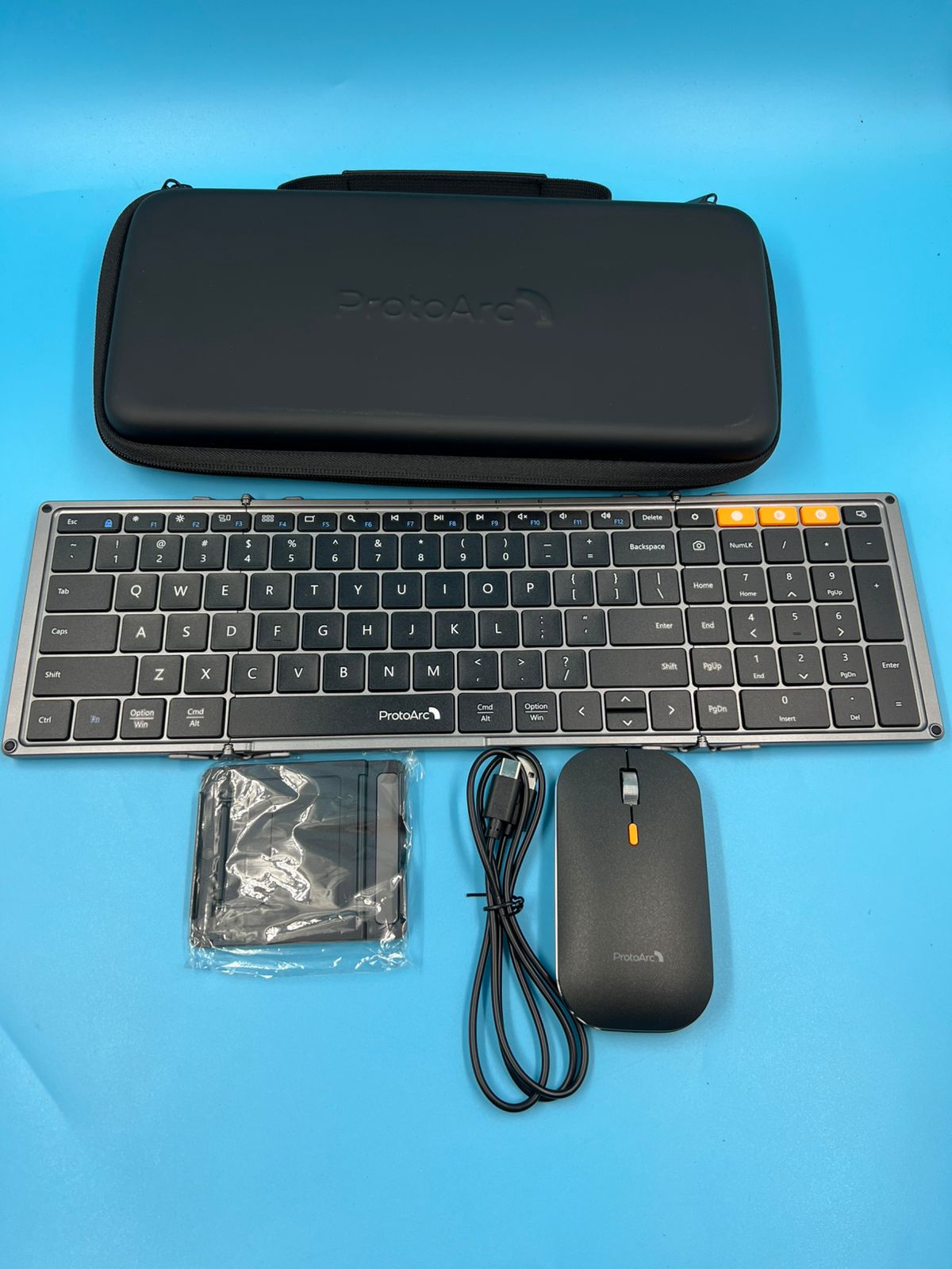 ProtoArc - Teclado y ratón plegables XKM01 Negro-Gris