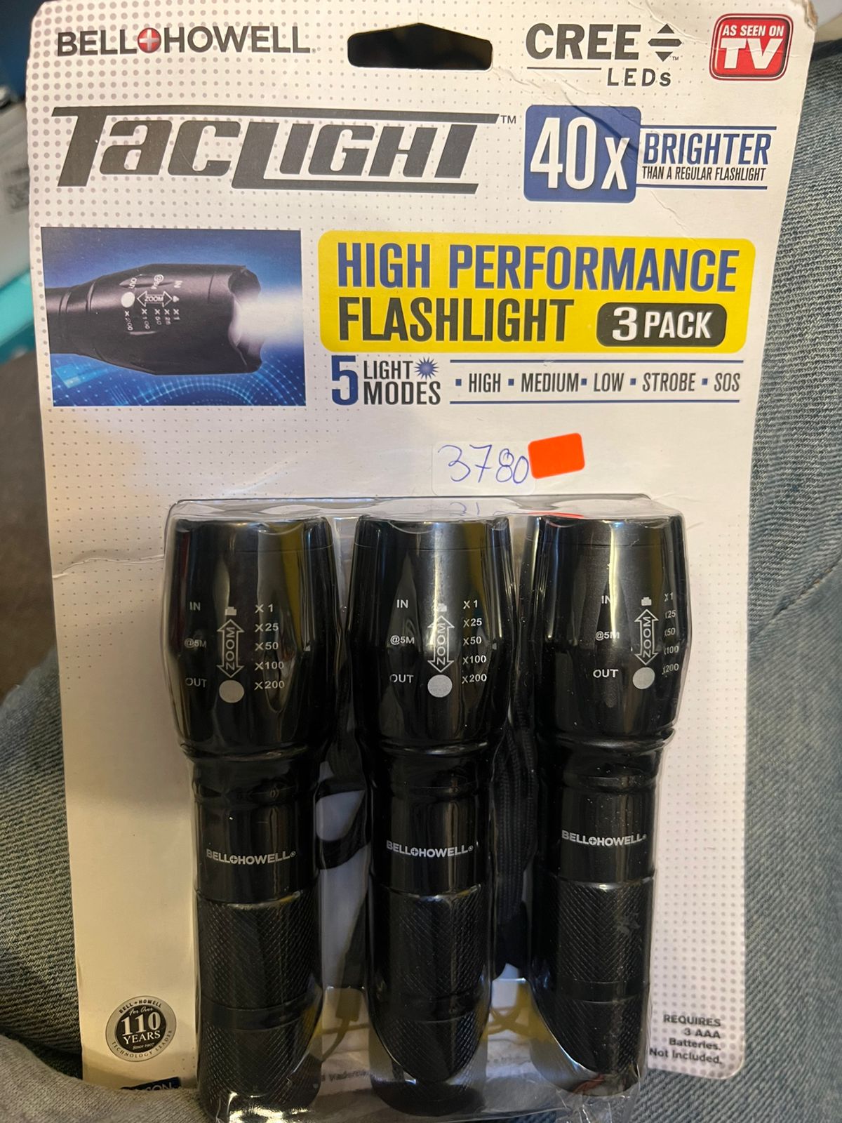 Linternas tácticas TacLight paquete de 3 impermeables