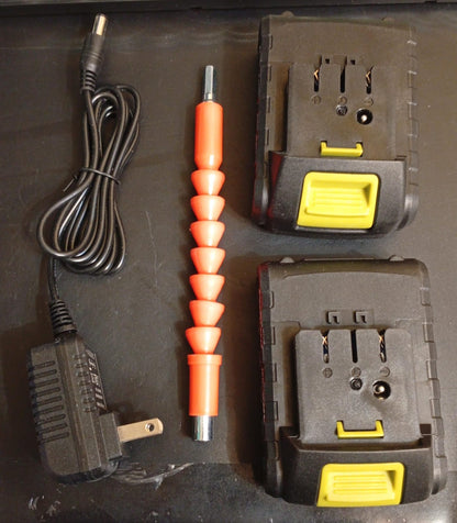 Taladro/destornillador inalámbrico de 20 V, Pulituo, 2 baterías.