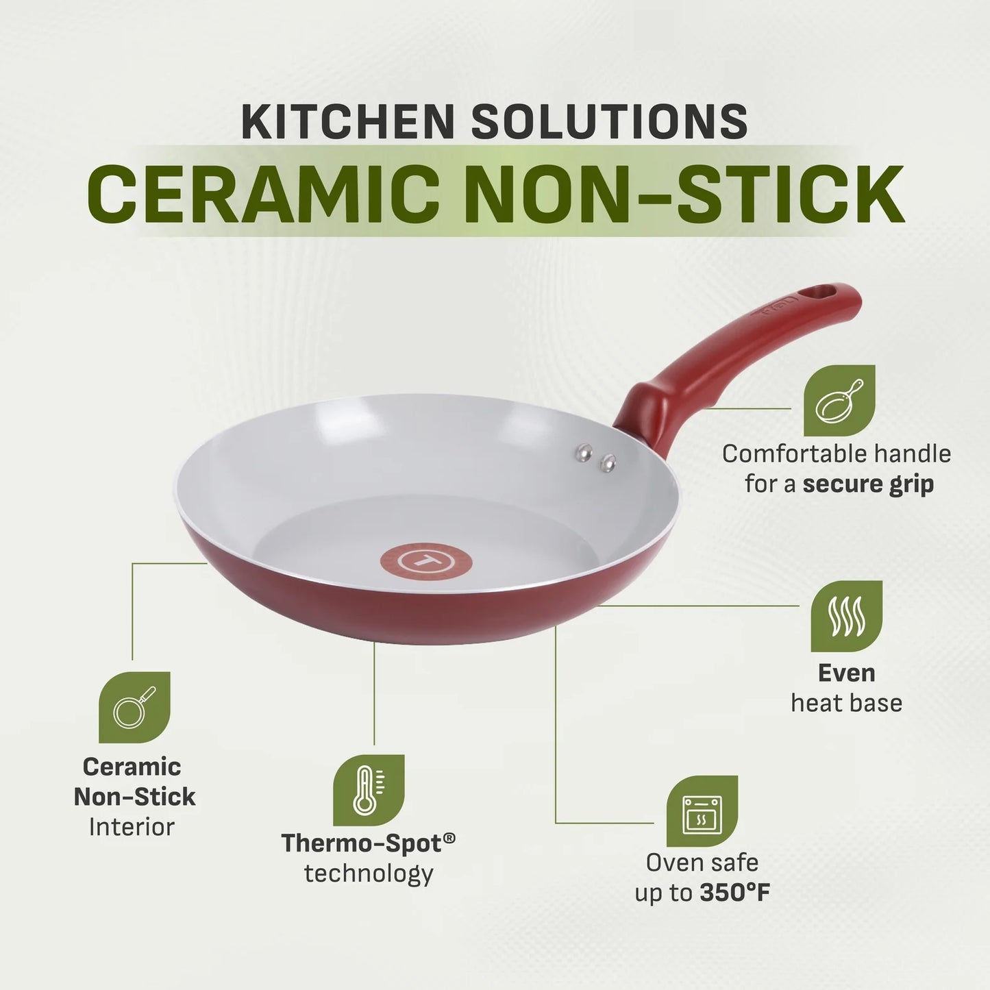 T-fal Kitchen Solutions Cerámica, Utensilios de Cocina de 22 Piezas, Rojo