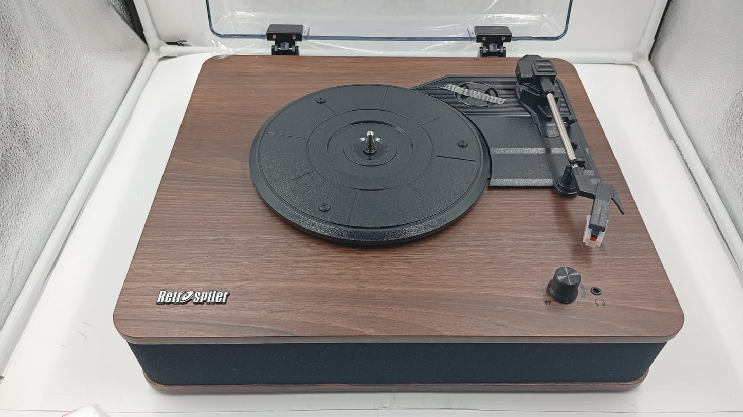 Tocadiscos Retrospiler, con Bluetooth, Radio FM, USB, SD Y MP3.