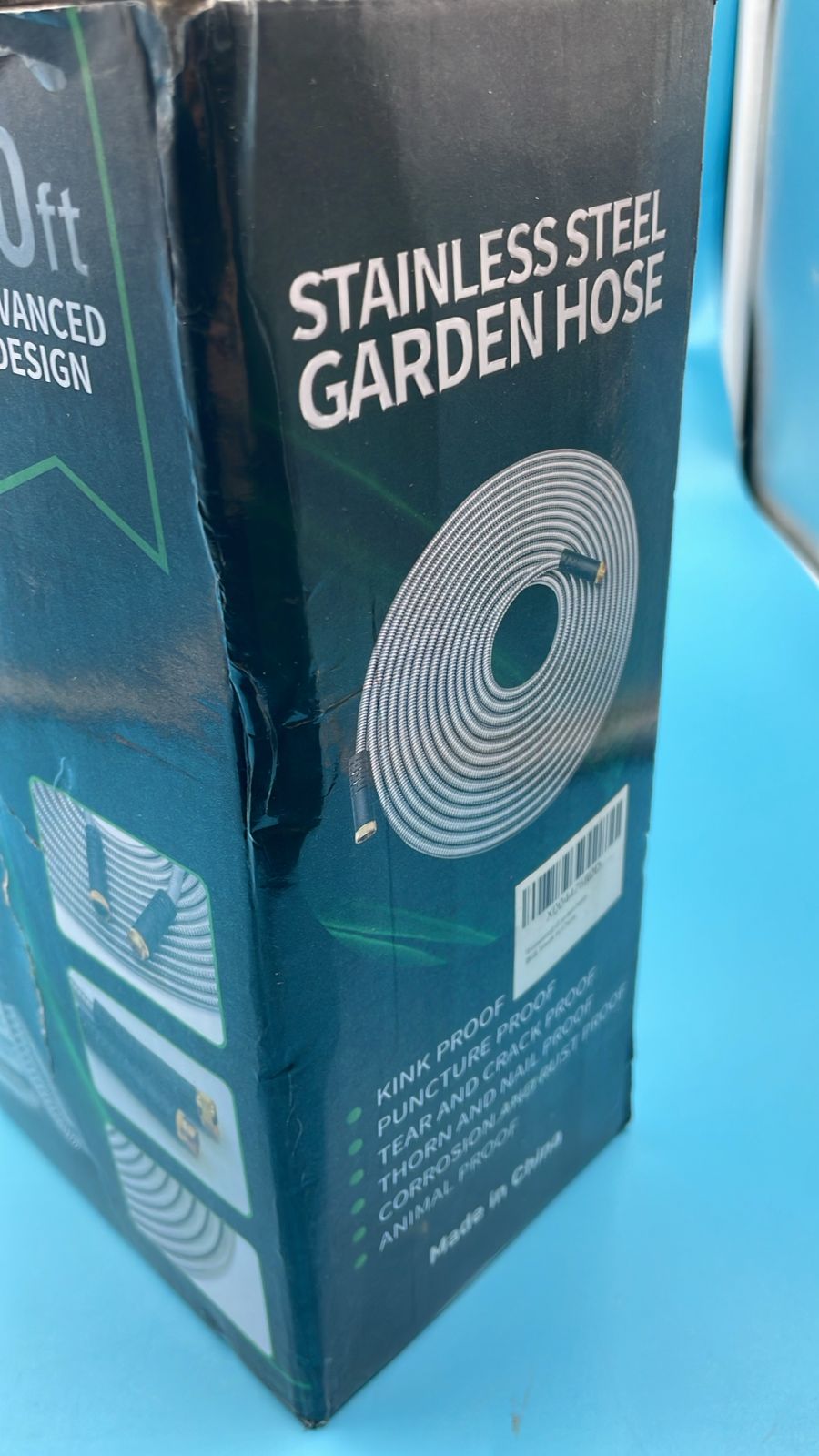 Manguera de jardín de acero inoxidable de 50 pies con boquillas de 10 funciones.