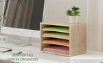 Organizador de escritorio Fitueyes, madera de roble con 4 Niveles