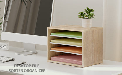Organizador de escritorio Fitueyes, madera de roble con 4 Niveles