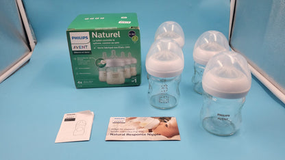 Biberón Vidrio Philips Avent Natural 4 Oz 4 Pzs 0-3M