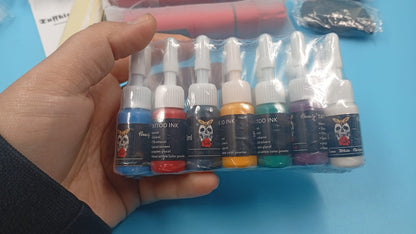Kit de 2 Máquinas De Tatuaje, 20 Agujas, con suministros.