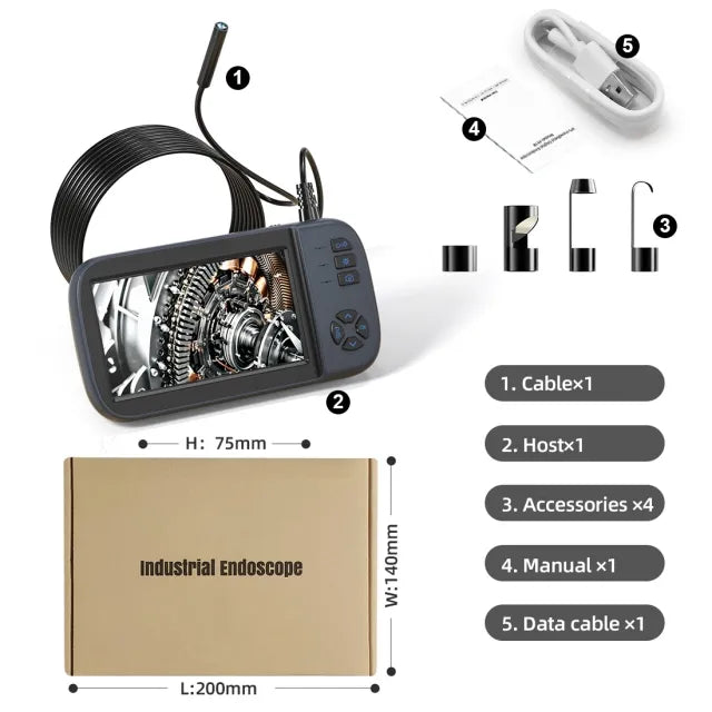 Cámara endoscópica portátil IPS 451 de 4,5", Dual Lens.