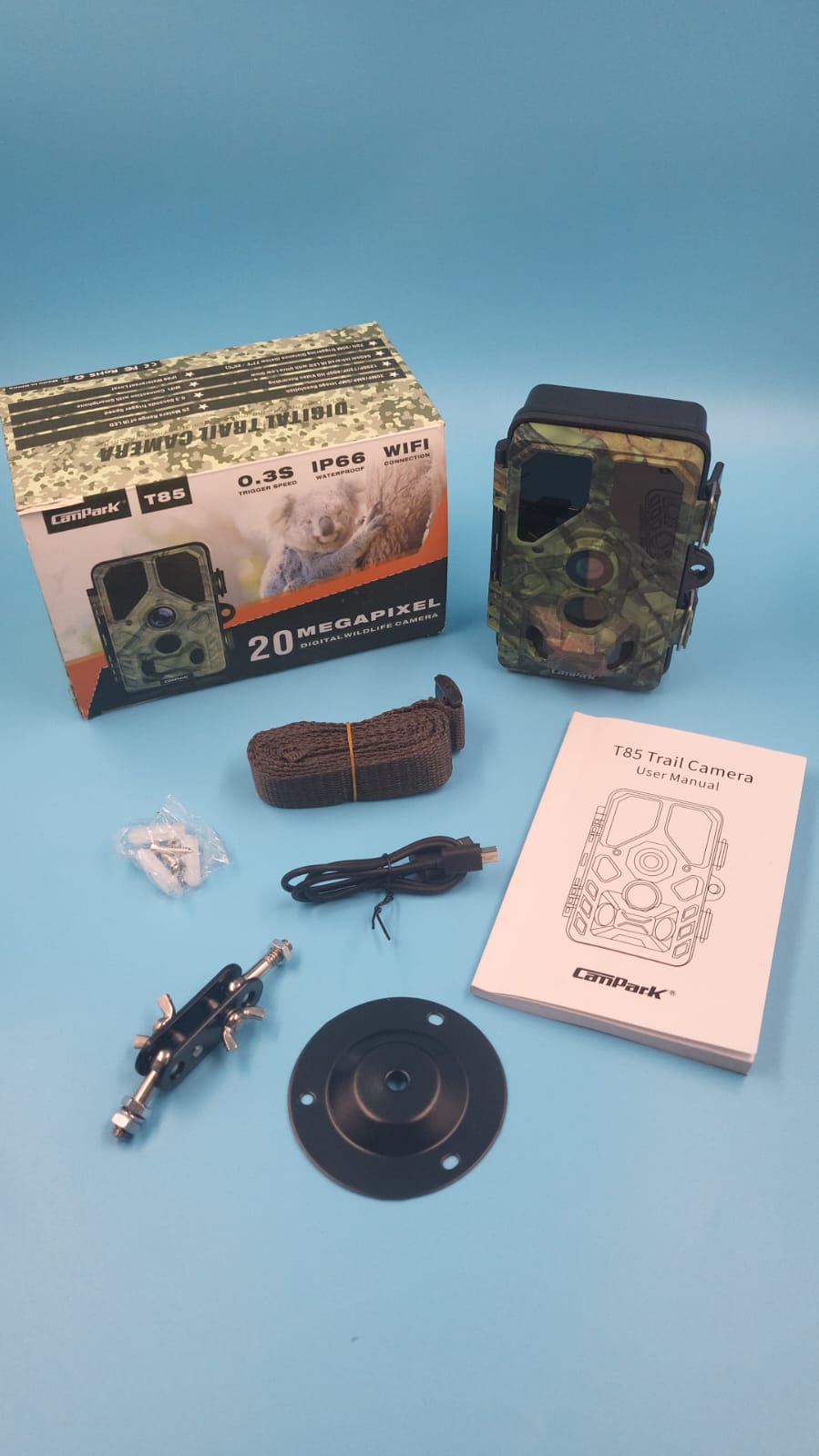 Cámara de caza Campark T85 WiFi Bluetooth de 24 MP y 1296P(USADO)