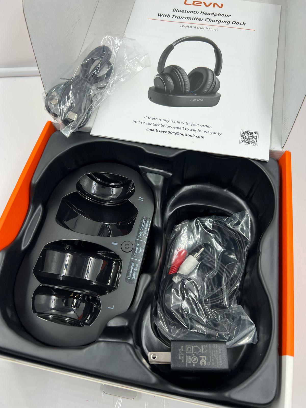 LEVN Auriculares de TV con base de carga LE-HS018