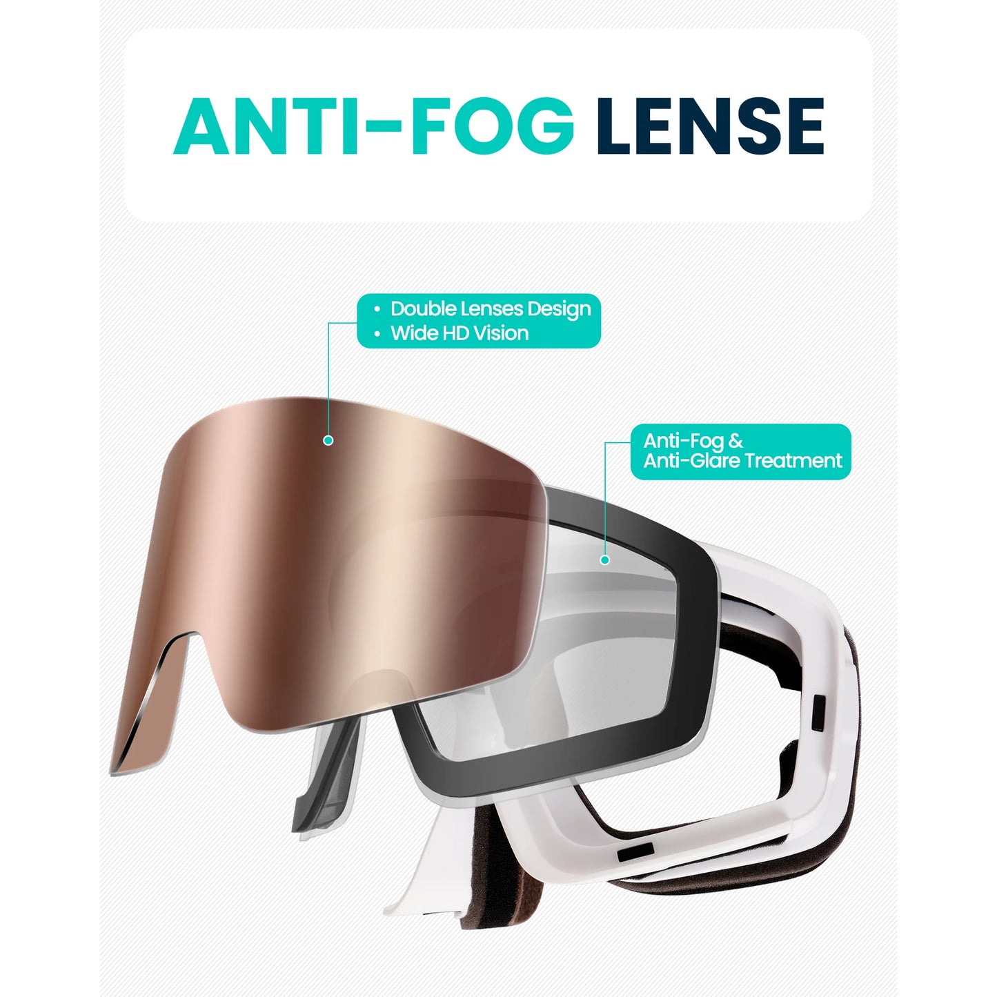 Gafas de esquí, Snower, antivaho para snowboard, protección UV.