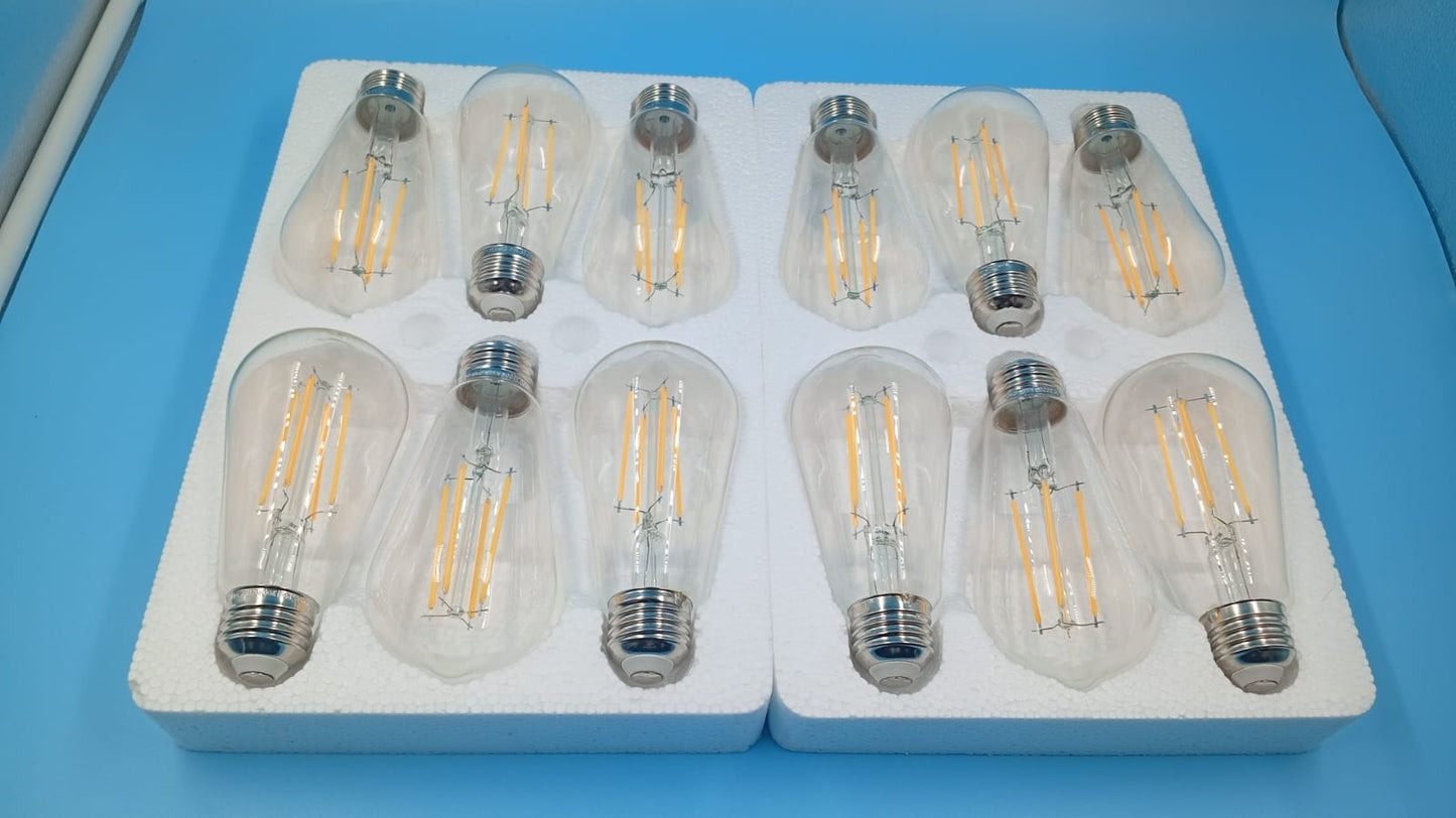 Paquete de 12 bombillas LED Edison ST58 vintage de 7W, 3000LMN.