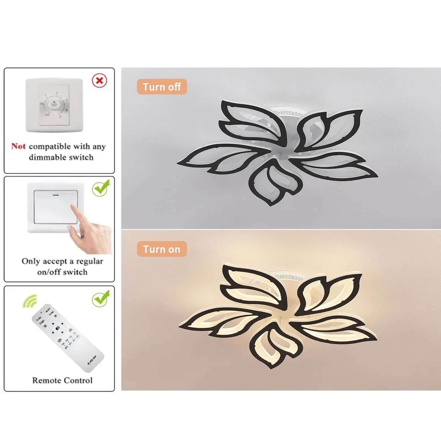 Lámpara de techo LED Garwarm, 60 W, regulable, color negro.