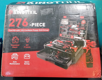 Juego de herramientas Kingtool, 276 pcs con taladro eléctrico inalámbrico.