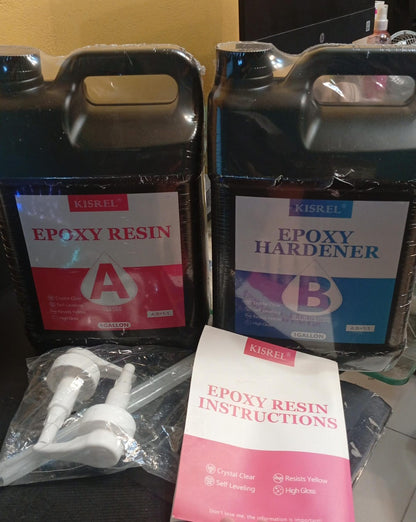 Kit Resina epoxi de 2 galones Krisel, transparente sin amarillear 0 burbujas