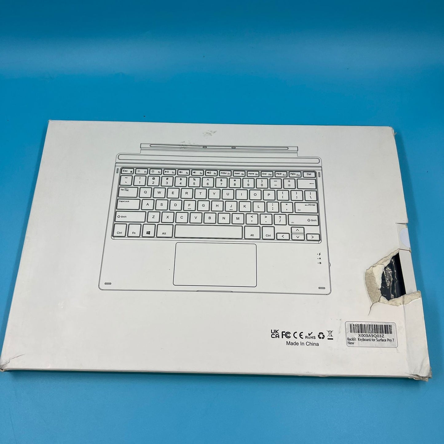 Teclado retroiluminado para Surface Pro 7 BC8612 negro (USADO)