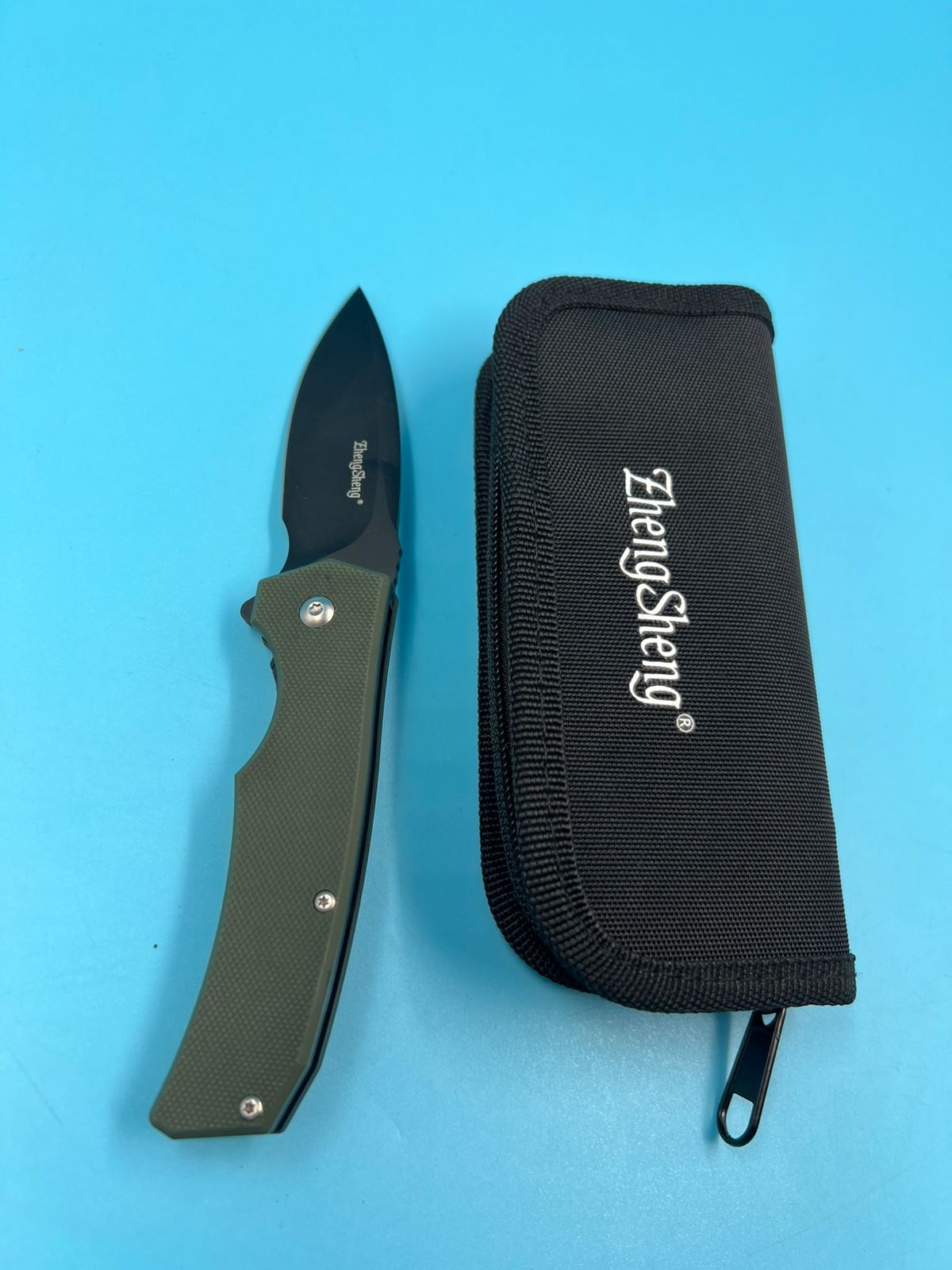 Cuchillo plegable zhengsheng de titanio color verde navaja