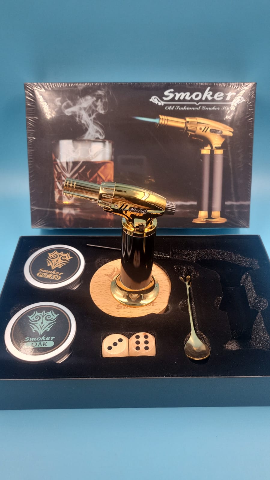 Kit de ahumador de cóctel con antorcha, Sin Butano, chips de madera de 4 sabores.